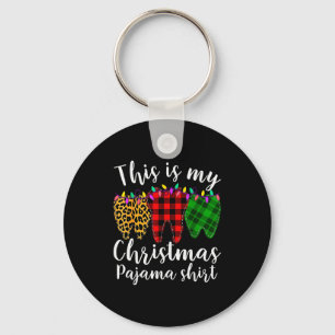 This Is My Christmas Pajama Christmas Teeth Leopar Key Ring