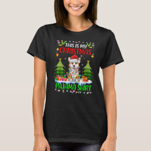 This Is My Christmas Pajama Corgi Dog Santa Hat L T-Shirt