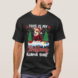 This Is My Christmas Pajama Corgi Funny Santa Hat T-Shirt