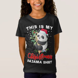 This Is My Christmas Pajama Cute Panda Santa Hat T-Shirt