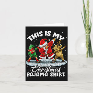 This Is My Christmas Pajama Dabbing Santa Elf Paja Card