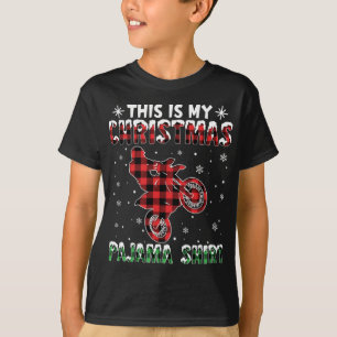 this is my christmas pajama Dirt Bike red plaid Mo T-Shirt