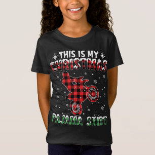 this is my christmas pajama Dirt Bike red plaid Mo T-Shirt