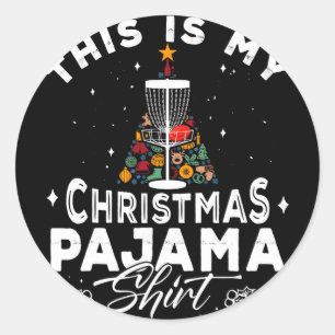 This Is My Christmas Pajama Disc Golf Player Stupi Classic Round Sticker