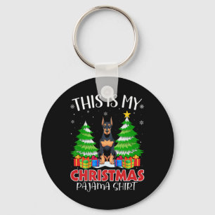 This Is My Christmas Pajama Doberman Pinscher Dog  Key Ring
