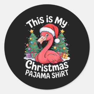 This Is My Christmas Pajama Flamingo Classic Round Sticker