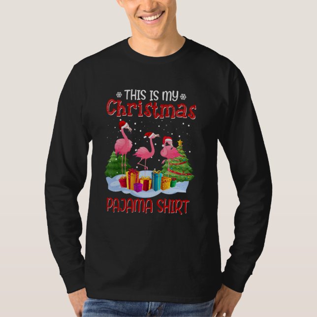 This Is My Christmas Pajama Flamingo Family Xmas T-Shirt (Front)