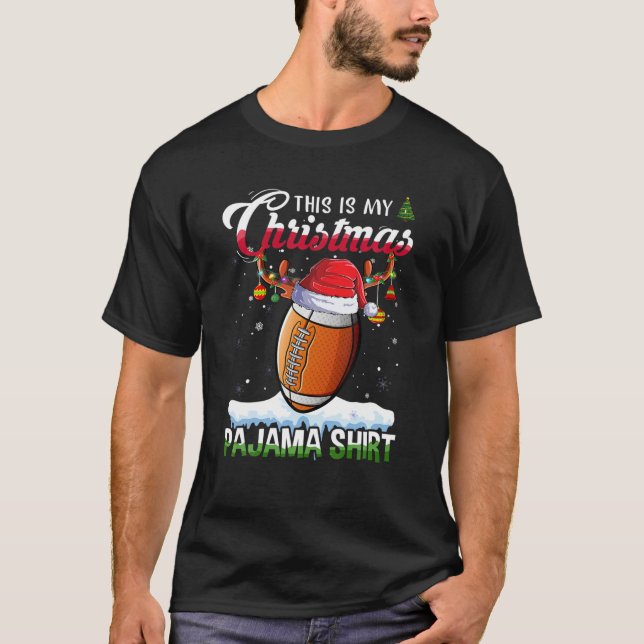 This Is My Christmas Pajama Football Christmas Lig T-Shirt (Front)