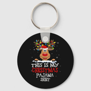 This Is My Christmas Pajama Fun Christmas Reindeer Key Ring