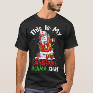 This Is My Christmas Pajama Funny Santa Unicorn 2 T-Shirt