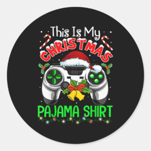 This Is My Christmas Pajama Gamer Video Game Boys Classic Round Sticker