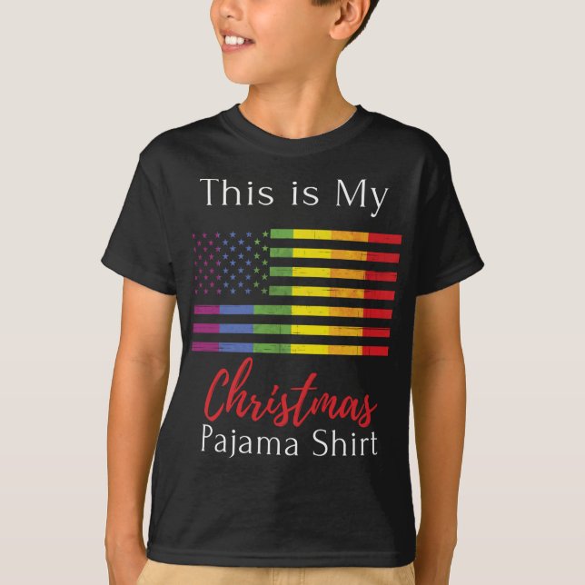 This Is My Christmas Pajama Gay Pride Flag USA LGB T-Shirt (Front)