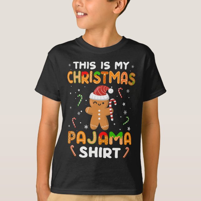 This Is My Christmas Pajama Gingerbread Lights Xma T-Shirt (Front)
