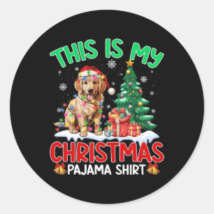 This Is My Christmas Pajama Golden Retriever Dog L Classic Round Sticker