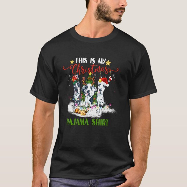 This Is My Christmas Pajama  Great Dane Dog Santa  T-Shirt (Front)
