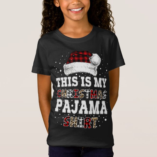 This Is My Christmas Pajama Leopard Buffalo Plaid  T-Shirt (Front)