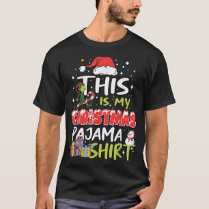 This Is My Christmas Pajama Matching Santa Hat PJs T-Shirt