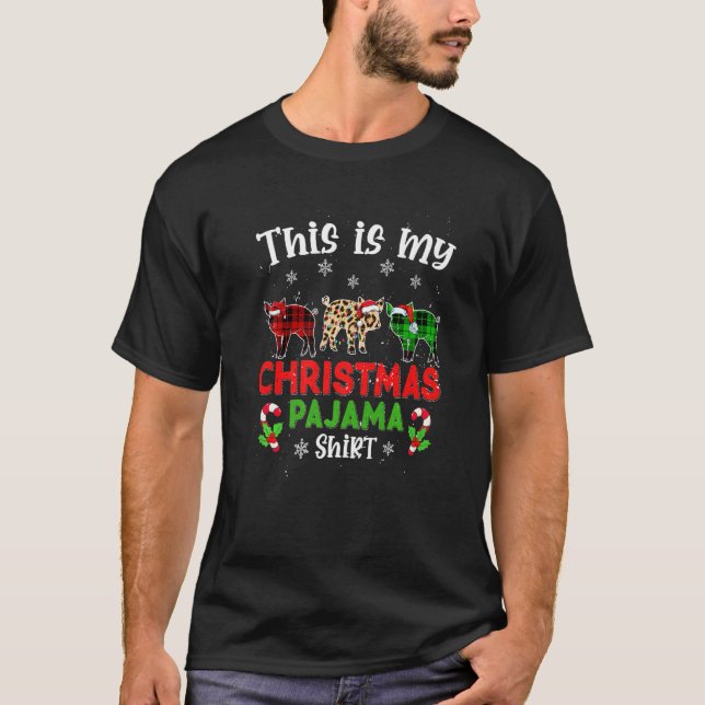 This Is My Christmas Pajama Pig Animals Leopard Pl T-Shirt (Front)