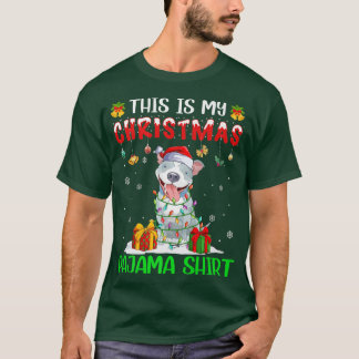 This Is My Christmas Pajama  Pitbull Xmas Tree Lig T-Shirt
