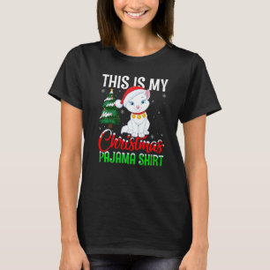 This Is My Christmas Pajama Santa Hat Cat Xmas T-Shirt