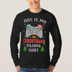 This Is My Christmas Pajama Santa Hat Gamer Video  T-Shirt