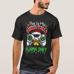 This Is My Christmas Pajama Santa Hat Gamer Video T-Shirt
