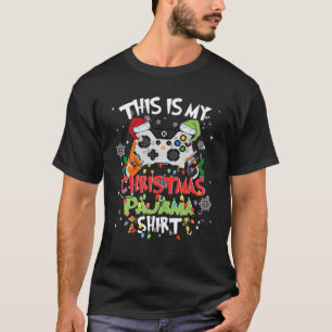 This Is My Christmas Pajama Santa Hat Gamer Video T-Shirt