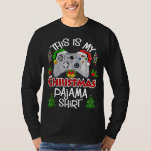 This is My Christmas Pajama Santa Hat Gamer Video T-Shirt