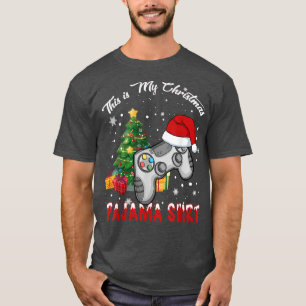 This is My Christmas Pajama Santa Hat Gamer Video T-Shirt