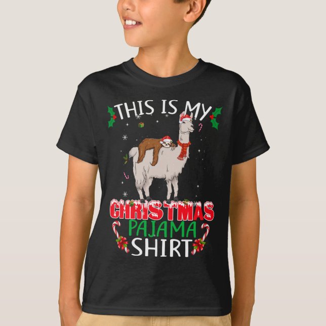 This Is My Christmas Pajama Santa Sloth Riding Lla T-Shirt (Front)
