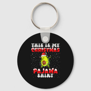This Is My Christmas Pajama Shirt Avocado Dabbing Key Ring