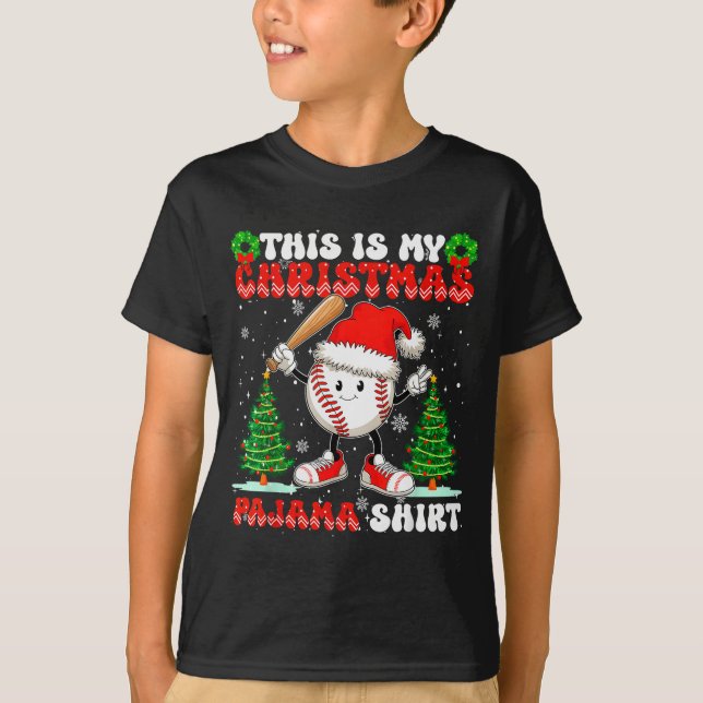 This Is My Christmas Pajama Shirt Baseball Boys Me (Front)