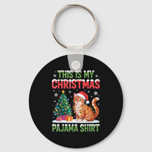 This Is My Christmas Pajama Shirt Cat Lovers Holid Key Ring