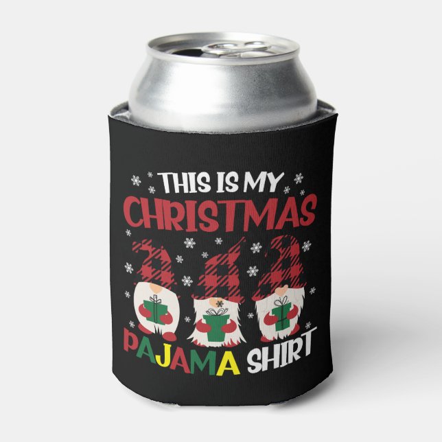 This Is My Christmas Pajama Shirt Family Gnomies  Can Cooler (Can Front)
