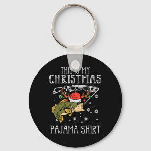 This Is My Christmas Pajama Shirt Fishing Xmas Dad Key Ring