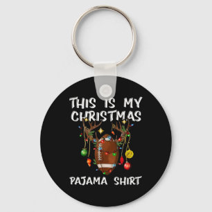 This Is My Christmas Pajama Shirt Football Christm Key Ring