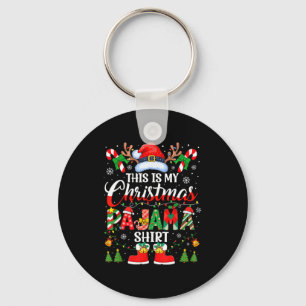 This Is My Christmas Pajama Shirt Funny Family Mat Key Ring