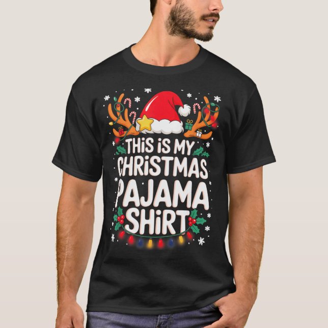 This Is My Christmas Pajama Shirt Funny Xmas Pjs M (Front)