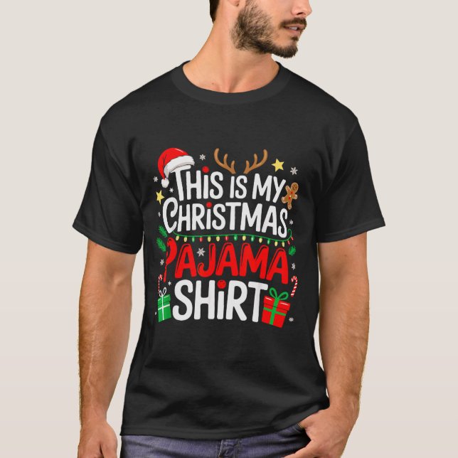 This Is My Christmas Pajama Shirt Funny Xmas Pjs M (Front)