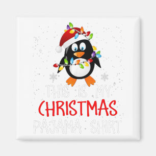 This Is My Christmas Pajama Shirt Penguins Santa G Magnet