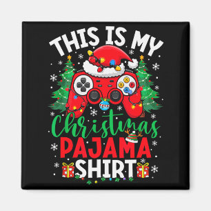 This Is My Christmas Pajama Shirt Santa Hat Video Magnet
