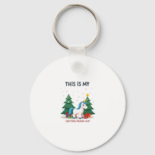 This is My Christmas Pajama Shirt Unicorn Xmas PJs Key Ring