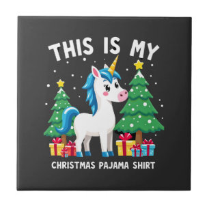 This is My Christmas Pajama Shirt Unicorn Xmas PJs Tile