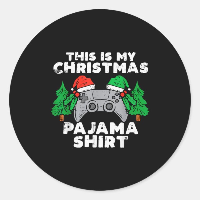 This Is My Christmas Pajama Shirt Video Games Boys Classic Round Sticker (Front)