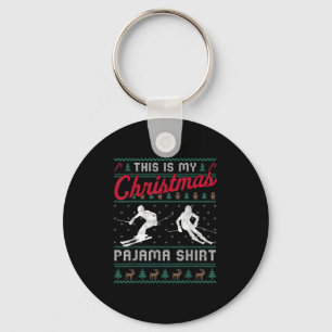 This Is My Christmas Pajama Skiing Ugly Sweater Fu Key Ring
