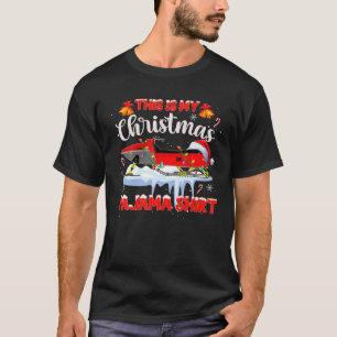 This Is My Christmas Pajama Snowmobiling Santa Rei T-Shirt