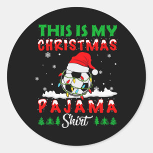 This Is My Christmas Pajama Soccer Santa Hat Xmas Classic Round Sticker