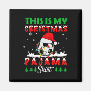This Is My Christmas Pajama Soccer Santa Hat Xmas  Magnet