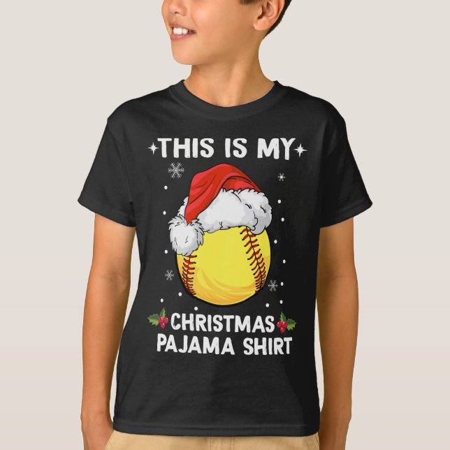 This Is My Christmas Pajama Softball Christmas Gir T-Shirt (Front)