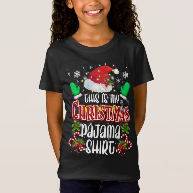 This is My Christmas Pajama Stocking Hat Santa Fam T-Shirt (Front)